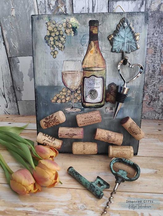 "I love WINE"- декорация с автентичен тирбушон и подарък