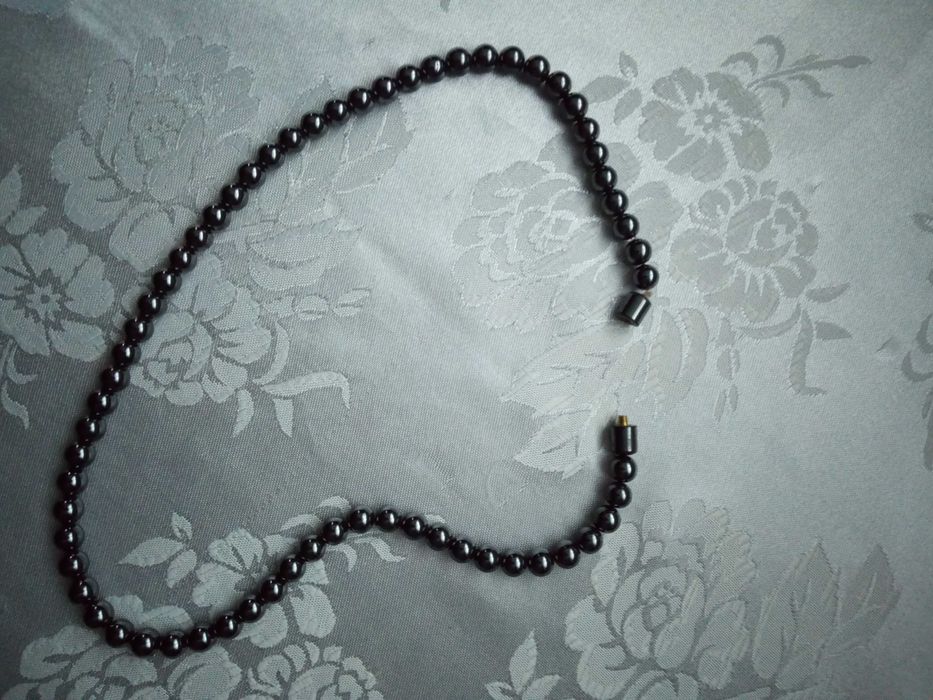 Colier perle si bratara perle , gri antracit