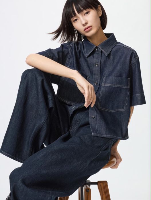 В наличии джинсовая рубашка  uniqlo размер L
