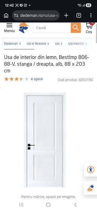 Usa interior alb 4buc,pret pe bucata