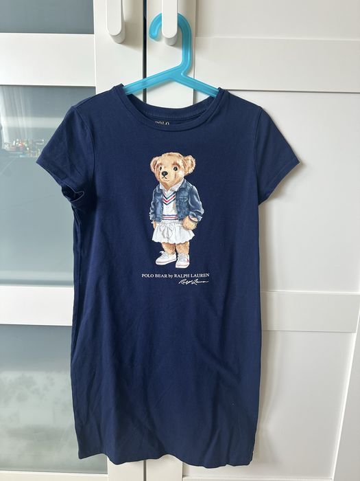 Детска памучна рокля за момиче в тъмно синьо на Ралф Лорен