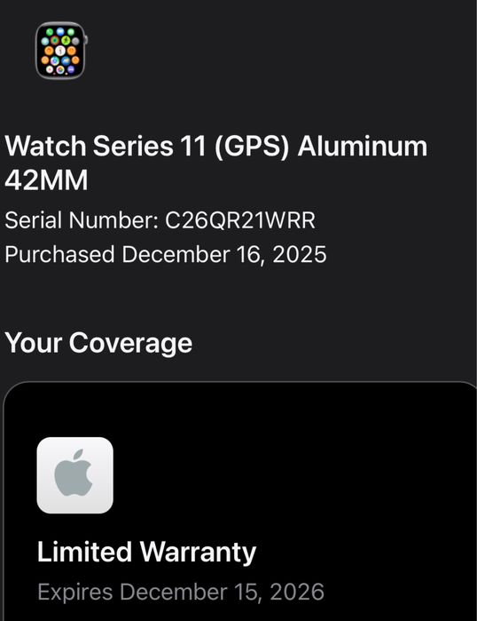 ГАРАНЦИОНЕН!!! Смарт часовник Apple Watch 11 GPS, Space Grey, 42mm