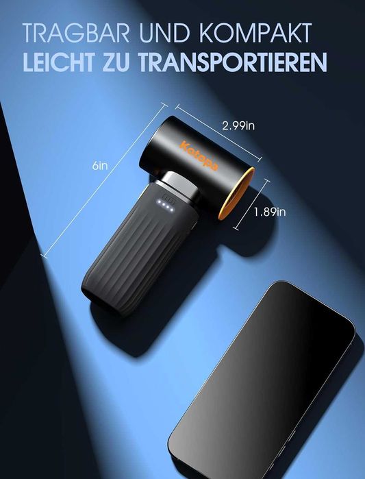 Електрическа въздушна духалка Kotopa МОЩЕН БЕЗЧЕТКОВ МОТОР 200000 RPM 8000mAh черна - НОВА -