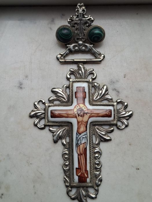 Cruce veche argint email Rusia