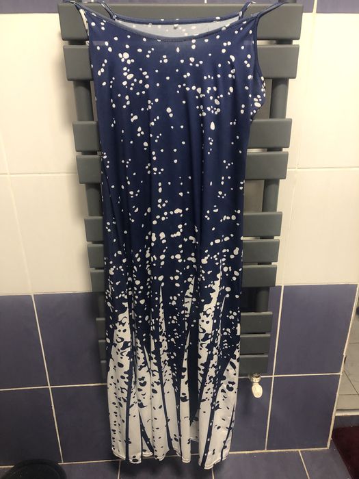 Rochie albastra cu alb