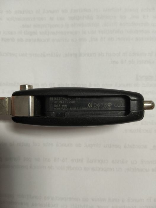 Cheie Audi, frecvența de 868 Mhz