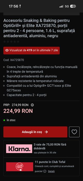 Tava tefal pentru gril tefal