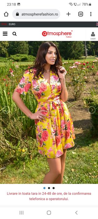 Rochie Atmosphere scurta de vara cu imprimeu floral M-L(Poema,Zara)