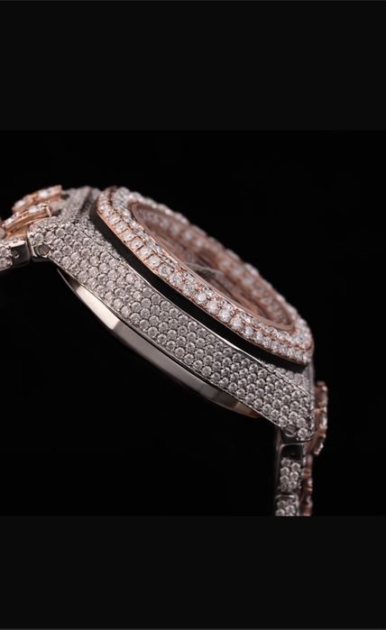 Rose Gold Iced Out Chronograph Diamond Watch | Luxury Fully Flooded Watch