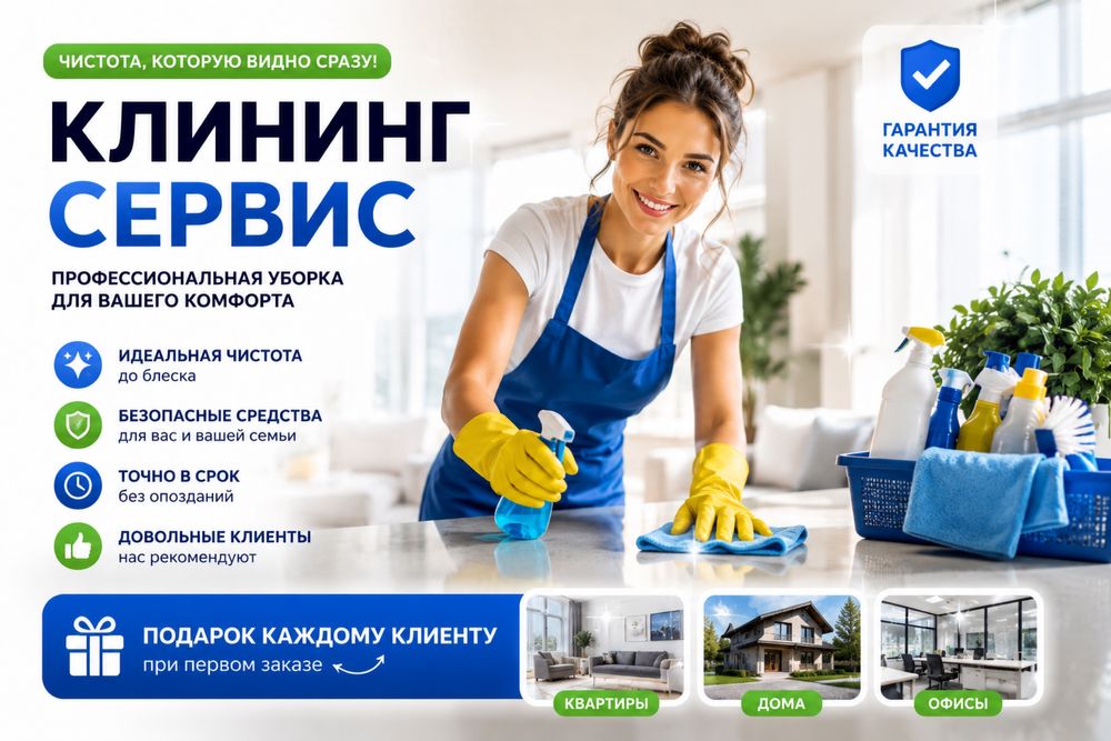 Уборка квартир • Клининг в Павлодаре от 500₸/м²