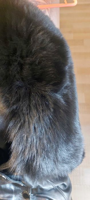 Палто естествена кожа и с косъм лисица