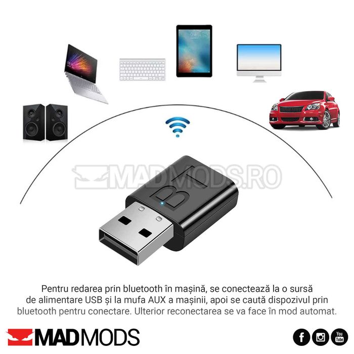 Modul Audio Bluetooth Aux Auto, compatibil BMW Audi Skoda Vw etc