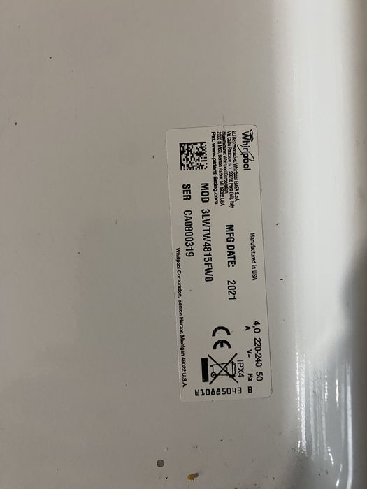 Пералня Whirlpool 3LWTW4815FW0 горно зареждане, капацитет 15 кг