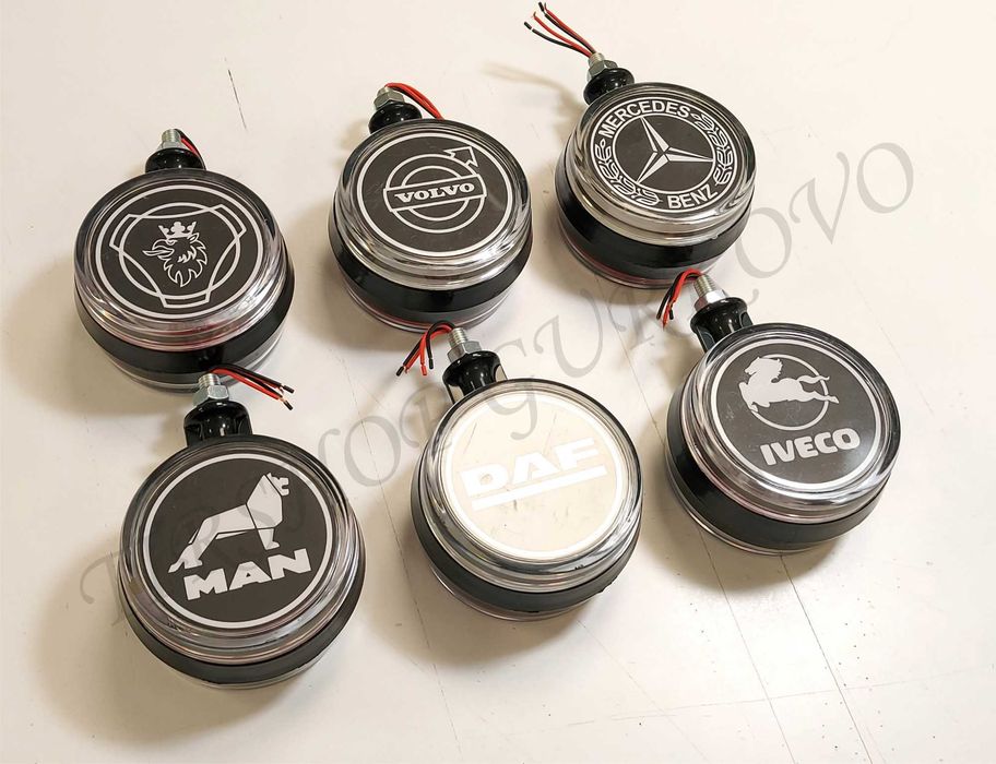 Светещи ЛЕД Габарити за огледало за камиони ОБЕЦИ Бяло-Червено 24V