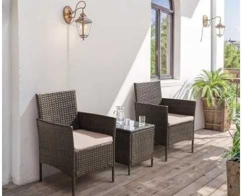 Ратанов луксозен комплект маса и две кресла