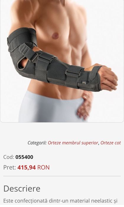 Orteza nouă BORT Medical imobilizare ptr braț cot și antebrat stâng