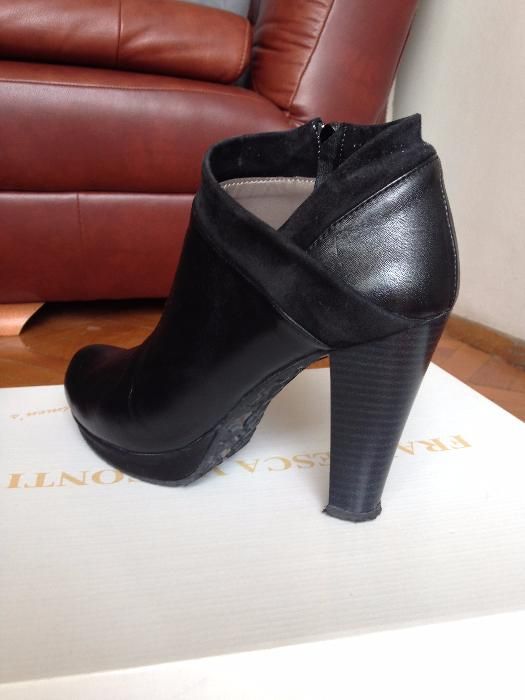 Черни боти на висок ток от ествествена кожа