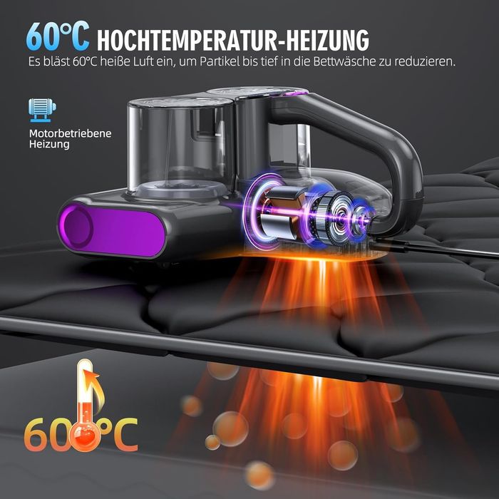 16KPa, 500W Прахосмукачка за матраци JPHYLL, UV-C светлина, HEPA филтър