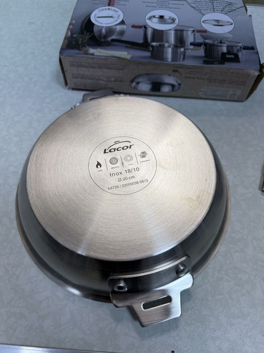 Подвижен комбиниран тиган от неръждаема стомана 20 см