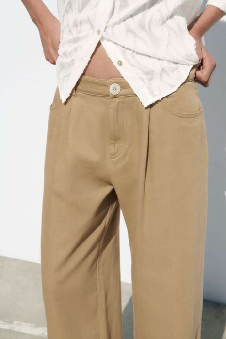 Джинсы ZARA Wide Leg, мягкий каштановый, размер M