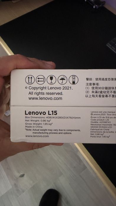 Monitor Portabil WLED Lenovo L15 USB-C 60Hz