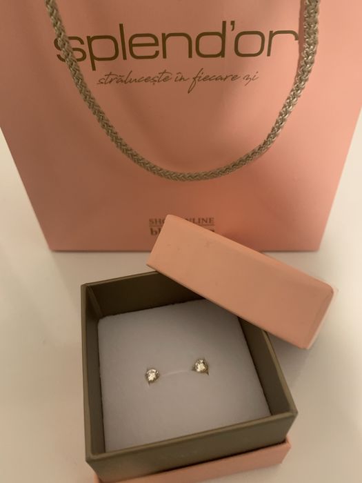 Cercei aur 585 punto luce cu cubic zircon