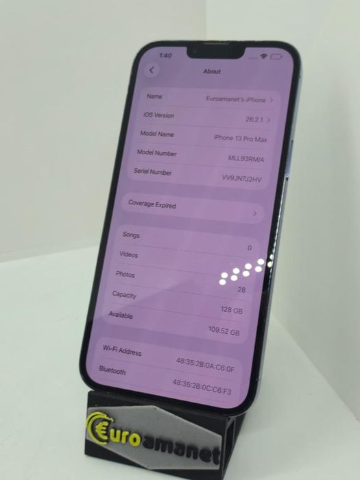 Telefon mobil Apple iPhone 13 Pro Max, 128GB, 5G, Sierra Blue -A-