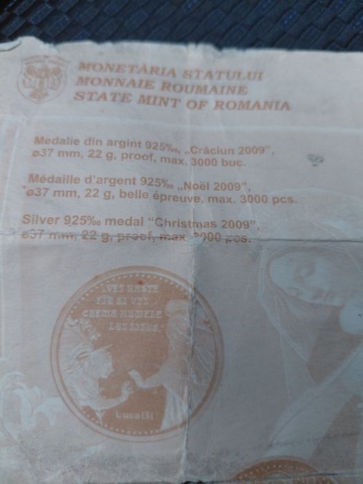 Medalie Argint 925‰, 22grame,  autentica, Monetaria Statului