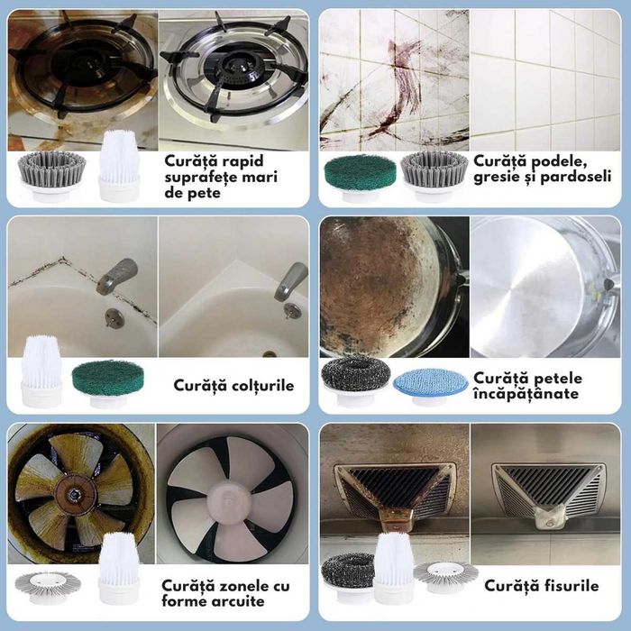 Perie electrica rotativa pentru curatare, Multifunctionala fara fir