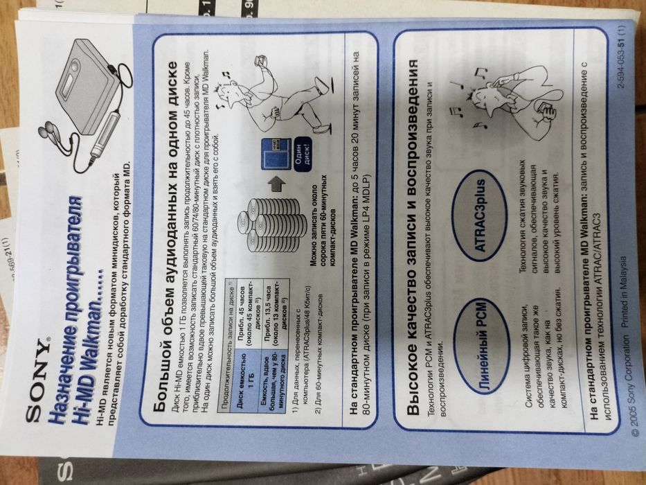 Плеер MD  диски SONY