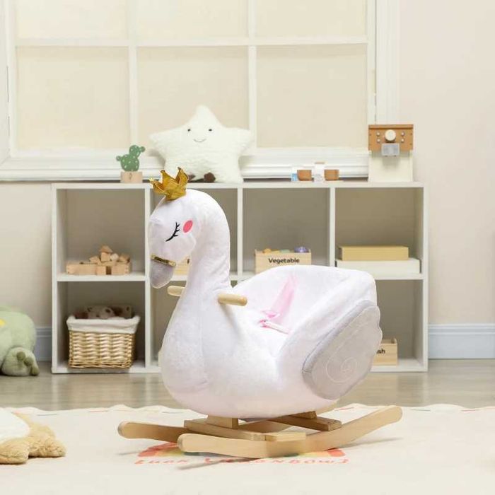 AIYAPLAY Люлееща се играчка лебед с приспивна песен, за деца 1,5-3 години, 65x40x68 см