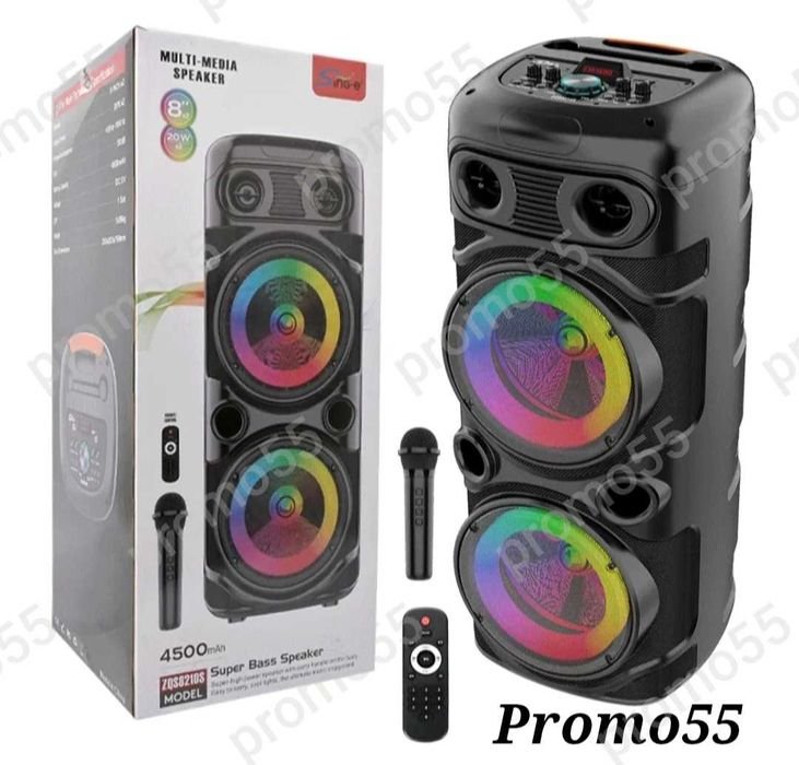 ПРОМО! Голяма Караоке Тонколона 16 инча 74см. с 2 Безжични Микрофона