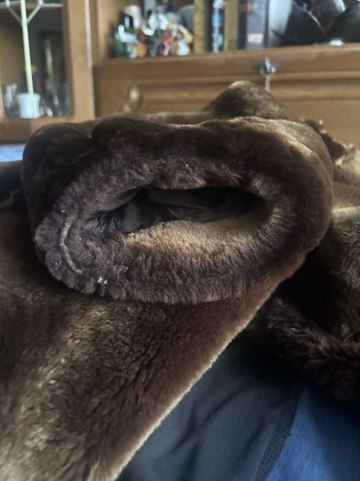 Haină Vintage Blană Naturală Mouton (Oaie) – Maro – Mărime XL