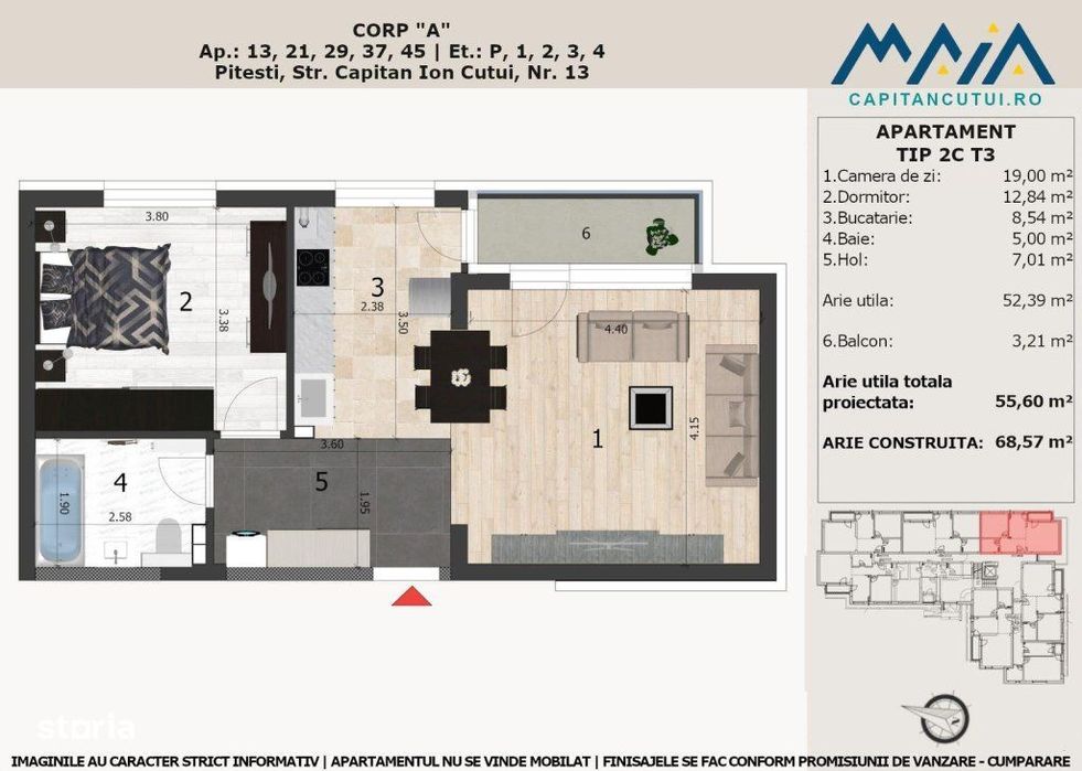 Apartament finisaje premium | 2 camere | Pitesti Nord | Central | Lang