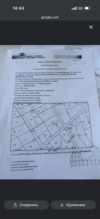 Поземлен имот 3867 кв.м. ,ТРАФОПОСТ на границата,вода на границата( местност “Край село”)