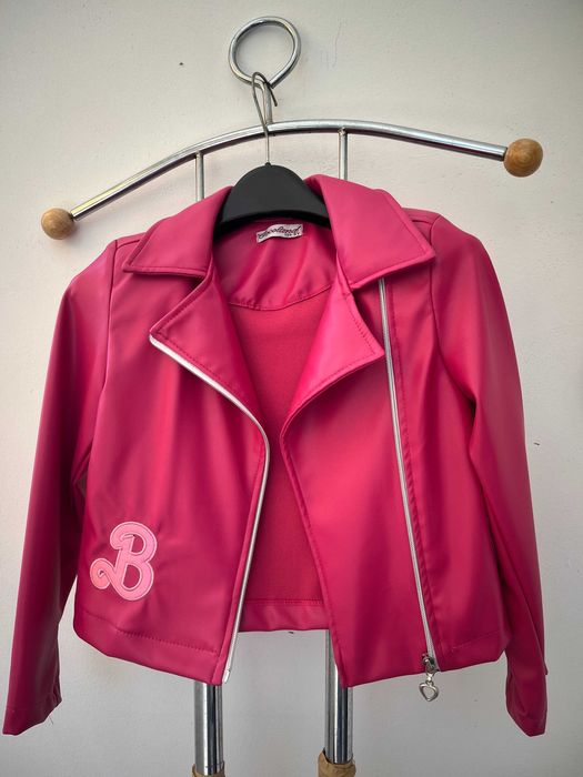 Детски комплект Барби с кожено яке, пола и блуза