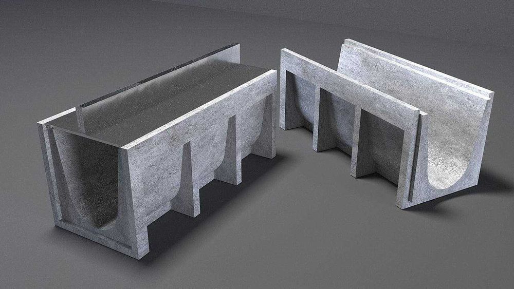 Лоток бетонный с металлической решoткой и с чугунной крышкой в наличии