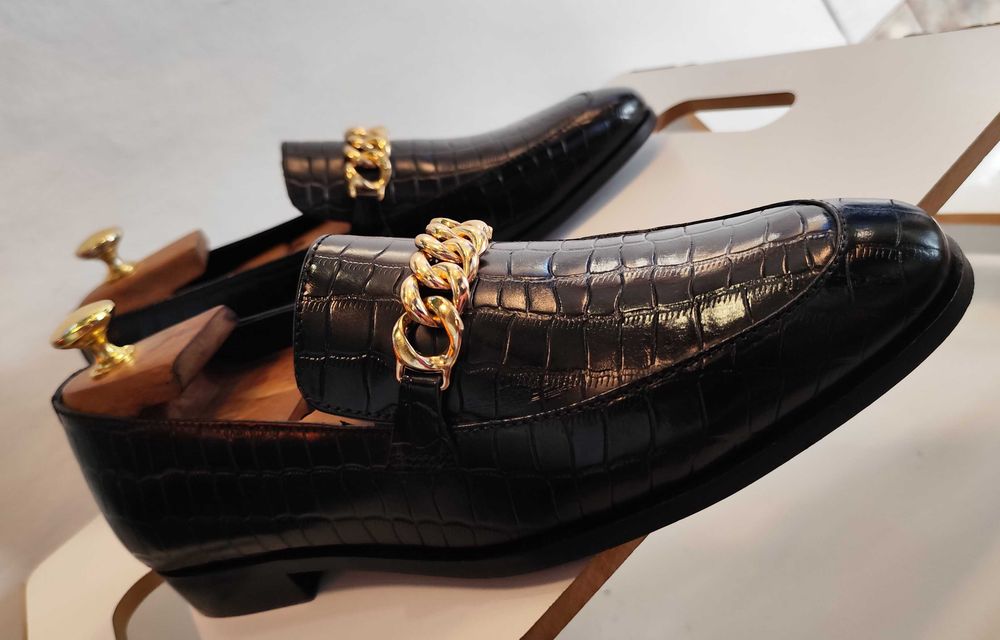 Pantofi loafer bit 41 oremium ZIGN NOI piele naturala embosata bit model lant