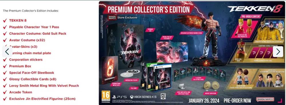 Нова Tekken 8 Premium Collector's Edition  за PS5, Led фигура на Jin