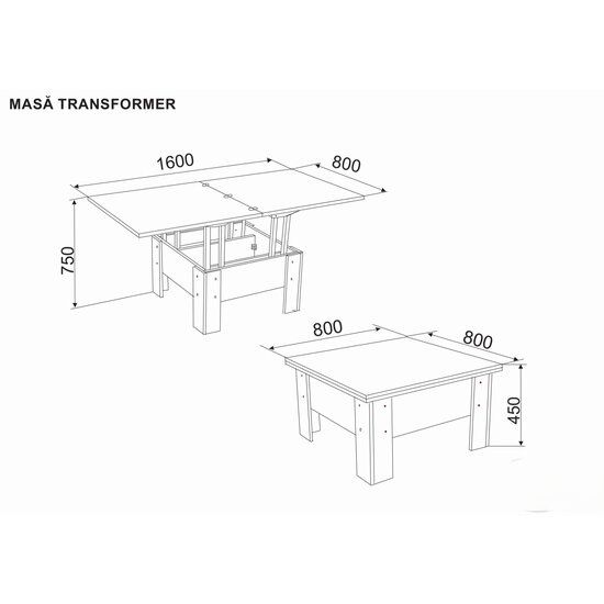 Vând masă transformer 800x800x450