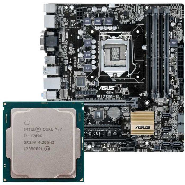 STARTER KIT Procesor Intel Core i7 7700K 4.2GHz tray + Placa de baza ASUS Q170M-C + Cooler Intel Stock