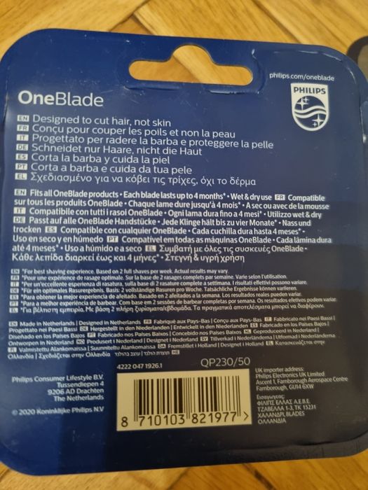 Rezerva PHILIPS OneBlade QP230/50 kit 3 lame, pentru orice model PHILIPS OneBlade si OneBladePro