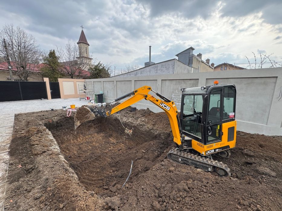 Închiriere Miniexcavator, săpături șanțuri apa,canalizare,curent,drena