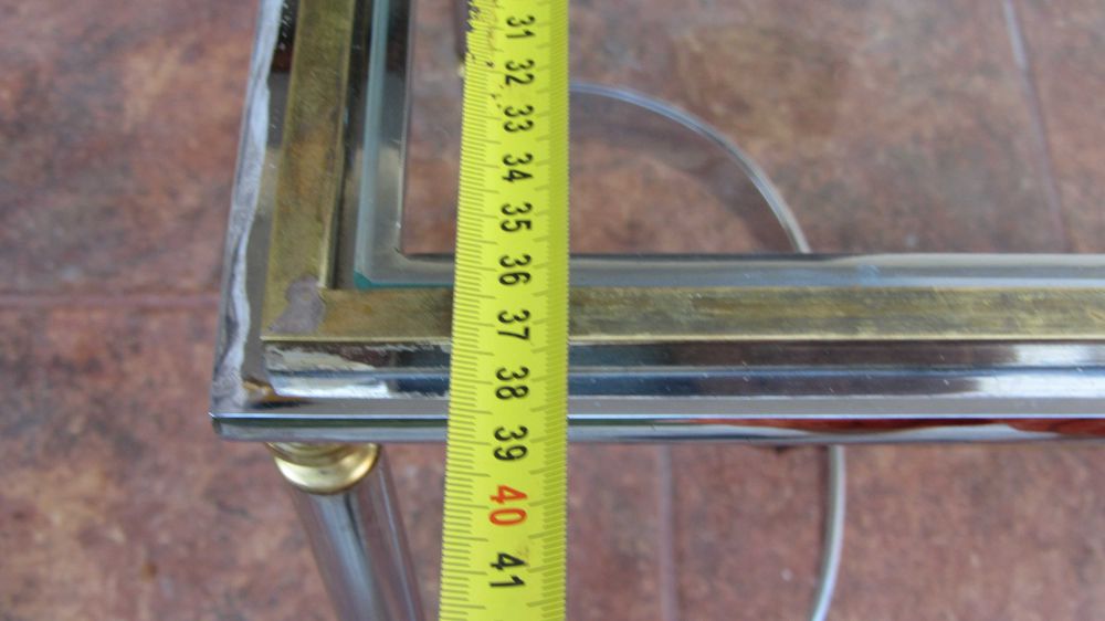 Masuta cafeavintage, alama,inox,sticla anii 70 patina, deosebita