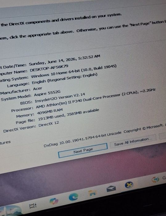 Laptop Acer Aspire 5552G.