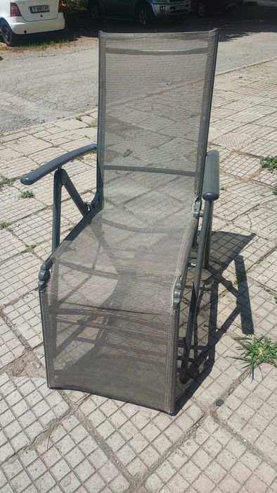 Регулируем стол-шезлонг vidaXL, алуминий и textilene, сив, 8.85 Kg