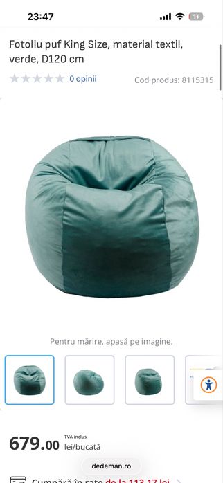 Vand fotoliu puf king size
