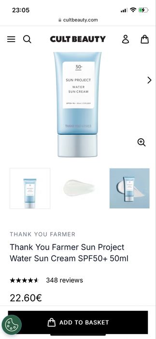 Слънцезащитен крем Sun Project Water SPF50, Thank You Farmer, 50мл