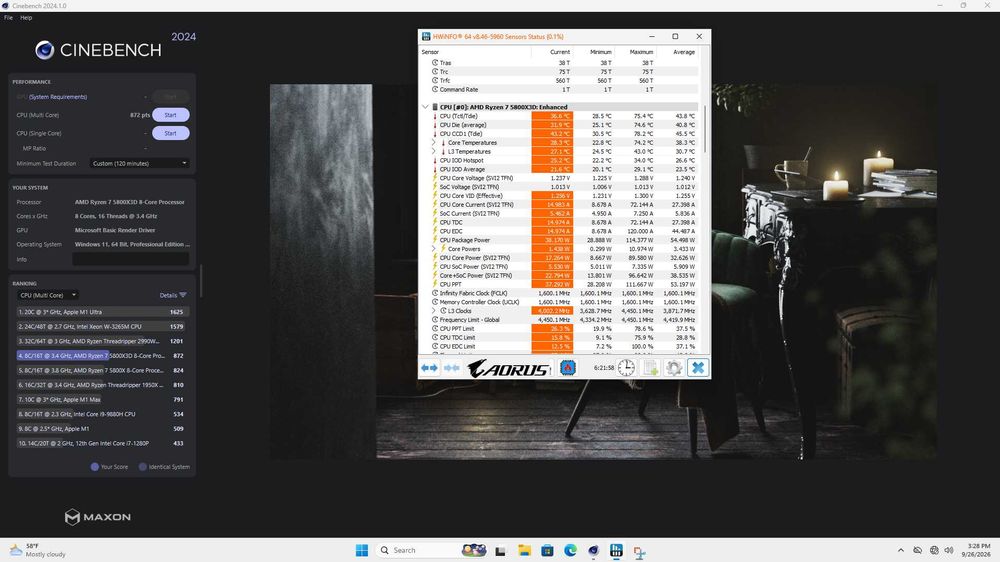 Kit Ryzen 7 5800X3D X470 Cooler Sursa Carcasa