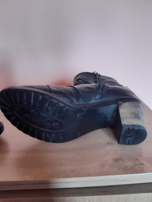 Боти, дамски естествена кожа на ток с вълна